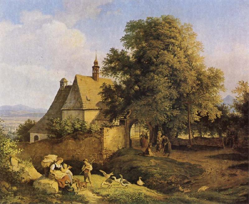Adrian Ludwig Richter Church at Graupen in Bohemia Spain oil painting art